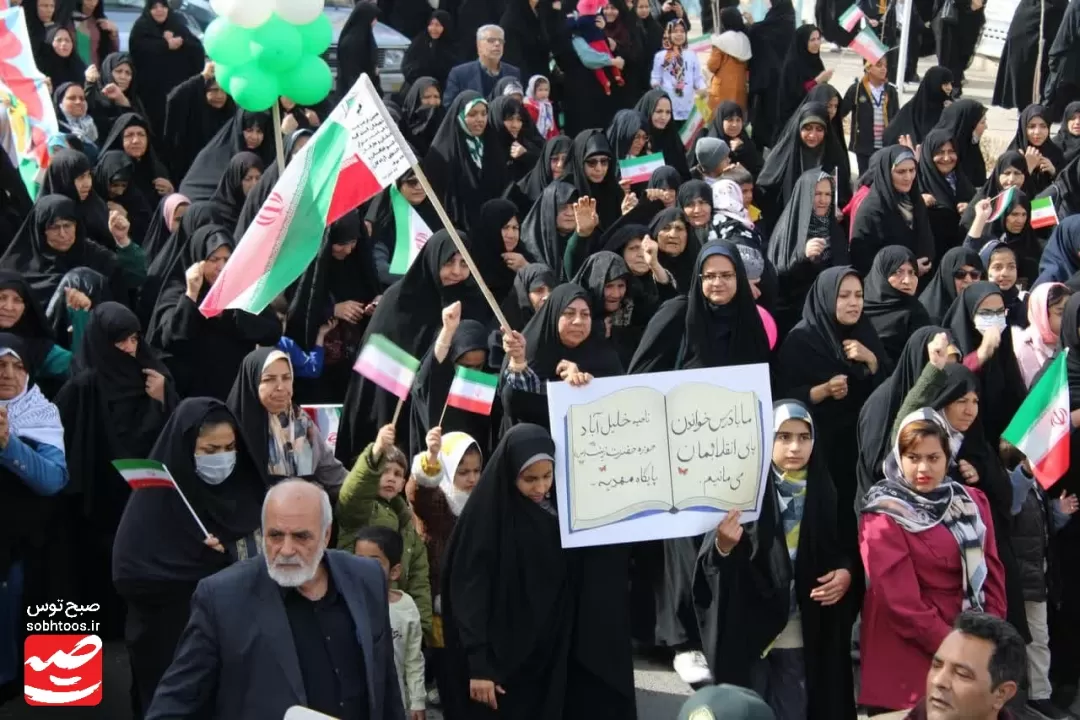 خروش مردم خلیل‌آباد در راهپیمایی ۲۲ بهمن