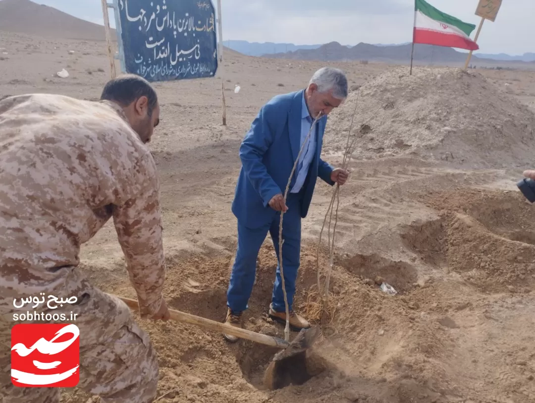 نهال‌کاری مسیر گلزار شهدای گمنام خواف