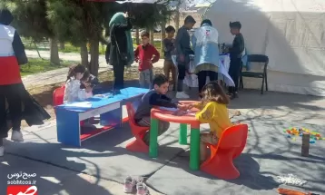 حال و هوای ایستگاه هلال‌احمر در ورودی خلیل‌آباد